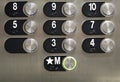 Shiny elevator buttons
