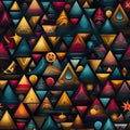 Shiny and energy-filled abstract triangles on a black background (tiled)