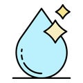 Shiny filtered water drop icon color outline vector