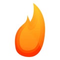Shiny fire flame icon, cartoon style