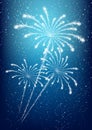 Shiny fireworks on blue