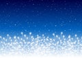 Shiny fireworks border on blue starry sky - horizontal background for Christmas and New Year holiday design Royalty Free Stock Photo