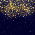 Shiny fireworks on starry sky background