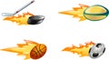 Shiny flaming sport icons