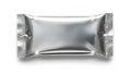 Shiny foil packet resting on a plain white background Royalty Free Stock Photo