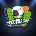 Shiny football on ornage and green color background with text Football.