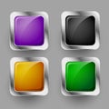 Shiny four rounded square buttons design set Royalty Free Stock Photo