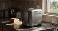 Shiny Fujifilm Bread Maker with Freshly Baked Loaf on Kitchen Counter Royalty Free Stock Photo