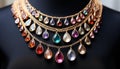 Shiny gemstone necklace, a fashion accessory of elegance and luxury generated by AI Royalty Free Stock Photo