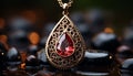 Shiny gemstone necklace, a symbol of elegance and luxury generated by AI