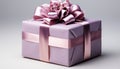 A shiny gift box wrapped in purple wrapping paper generated by AI