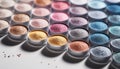 Shiny glamour eyeshadow fashion, close up multi colored beauty colors collection generated by AI Royalty Free Stock Photo