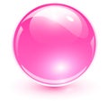 Shiny glass ball, pink trasparent sphere