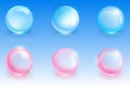 Shiny glass spheres, transparent crystal balls Royalty Free Stock Photo