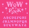 Shiny, glazed pink alphabet design. Melting font.