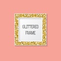 Shiny glittered square frame. Vector design.