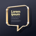 Shiny glossy golden metallic 3d speech bubble.