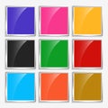 Shiny glossy square buttons with metal frame Royalty Free Stock Photo