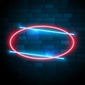 Shiny glowing oval neon frame with text effect