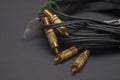 Shiny gold audio cinch cables Royalty Free Stock Photo