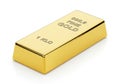 A shiny gold bar on a white background Royalty Free Stock Photo