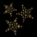 Shiny gold color stars from little snowflakes winter or christmas theme decoration eps10
