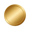 A shiny gold-colored circular button or coin with a reflective surface Royalty Free Stock Photo