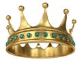 Shiny gold crown decorated with blue precious gems Royalty Free Stock Photo