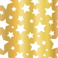 Shiny Gold foil stars seamless vector pattern. Golden star shapes on white background. Gold night sky. Elegant and fancy design Royalty Free Stock Photo