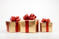 Shiny Gold gift boxes ribbon. Generate Ai Royalty Free Stock Photo