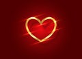 Shiny gold heart logo 3D icon, Valentine`s Day background with golden luxury heart design, jewellery concept, vector isolated