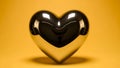 Shiny Gold Heart on Yellow Background Royalty Free Stock Photo