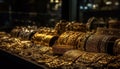 Shiny gold jewelry collection in a retail store generated by AI