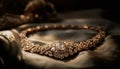 Shiny gold jewelry, gemstone decoration, elegance and luxury in close up generated by AI