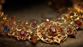 Shiny gold jewelry, precious gems, elegance, beauty generated by AI