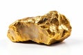 Shiny gold nugget isolated on a pure white background, perfect for jewelry or investment concepts Royalty Free Stock Photo