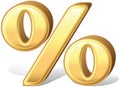 Shiny gold percent symbol icon