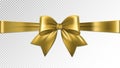 Shiny gold satin ribbon on transparent background. Vector