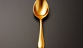 Shiny gold spoon reflects heat, symbolizing successful cooking generated by AI