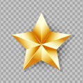 Shiny Gold Star isolated on transparent background. Vector Illustration. Royalty Free Stock Photo