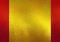 Shiny gold textured paper on red background layout