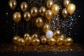 A shiny golden balloon backdrop for theme party, Generative AI