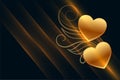 Shiny golden beautiful love heart background design