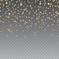 Shiny golden diamond gems, falling shiny confetti glitters. Royalty Free Stock Photo