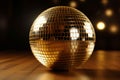 Shiny golden disco ball decoration. Generate ai Royalty Free Stock Photo