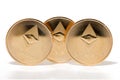 Shiny golden ethereum coins