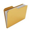 Shiny Golden Folder Filled with White Paper Sheets on a White Background file document Royalty Free Stock Photo