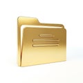 Shiny Golden Folder Icon With Horizontal Lines On White Background symbol Royalty Free Stock Photo