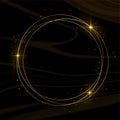 Shiny golden frame with sparkles black background design Royalty Free Stock Photo