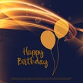 Shiny golden happy birthday card design with light streak Royalty Free Stock Photo